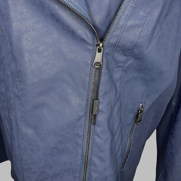 MARC NEW YORK ANDREW MARC FAUX LEATHER NAVY BLUE MOTO JACKET - 3X - Picture 4 of 6